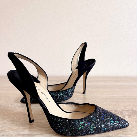Paul Andrew twilight sparkle Suede Slingback heels Sz 9.5 - Picture 4 of 7